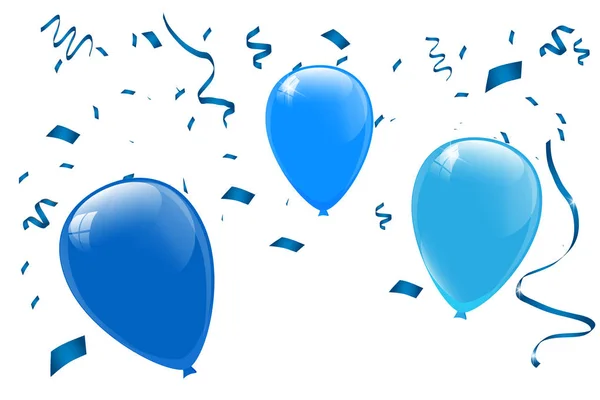 Blaue Luftballons Vektorabbildung Vorlage Für Die Feierlichkeiten — Stockvektor