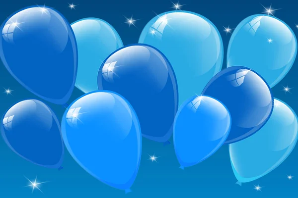 Globos Azules Ilustración Vectorial Plantilla Fondo Celebración — Vector de stock