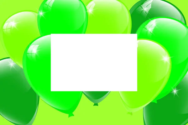 Banner en blanco con globos verdes — Archivo Imágenes Vectoriales