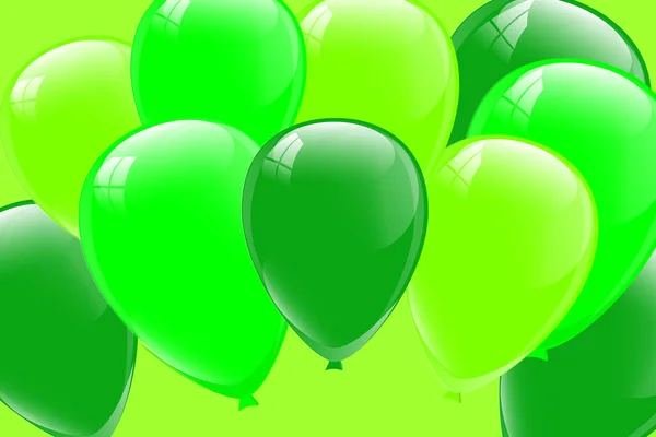 Globos verdes, ilustración vectorial . — Vector de stock