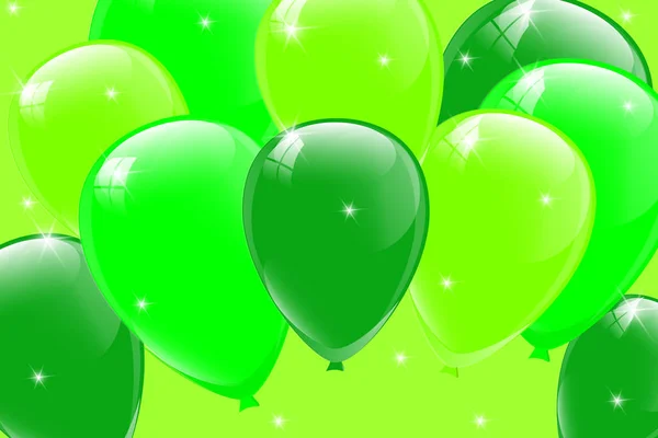Grüne Luftballons, Vektorillustration. — Stockvektor