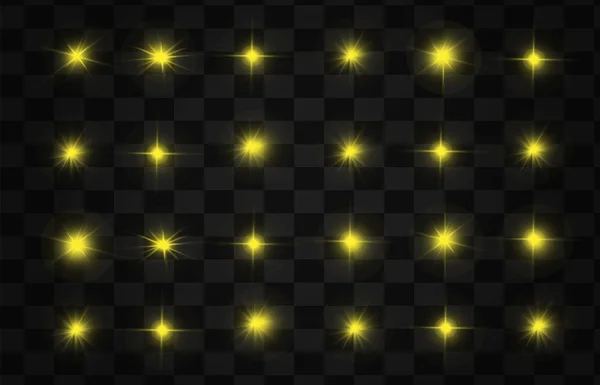 分離の黄色光の効果、レンズフレア、爆発、キラキラ、ライン、太陽フラッシュとスパークと星を輝き。特殊効果の抽象的な要素の設計. — ストックベクタ