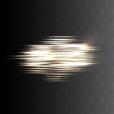 Sarı yatay mercek fişekleri paketi. Lazer ışınları, yatay ışık ışınları. Güzel ışık parlamaları..