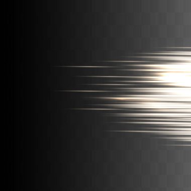 Sarı yatay mercek fişekleri paketi. Lazer ışınları, yatay ışık ışınları. Güzel ışık parlamaları..