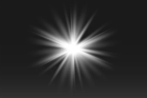 Λαμπερά Εφέ Φωτισμού Που Απομονώνονται Μαύρο Φόντο Ηλιακή Λάμψη Ακτίνες — Διανυσματικό Αρχείο