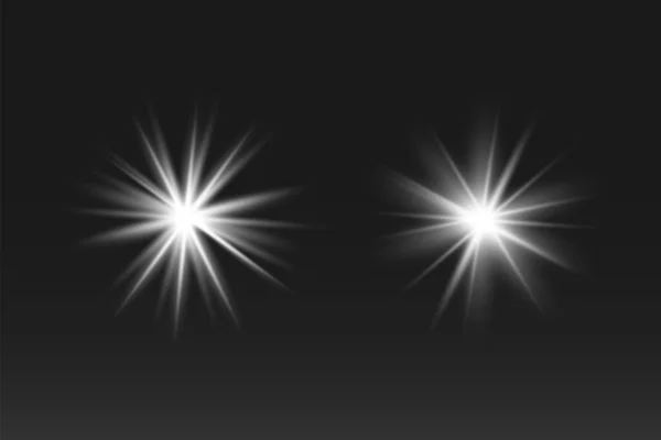 Des Effets Lumineux Lumineux Isolés Sur Fond Noir Flash Solaire — Image vectorielle