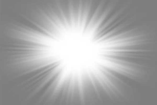 Φωτεινά Εφέ Που Απομονώνονται Γκρι Φόντο Ηλιακή Λάμψη Ακτίνες Και — Διανυσματικό Αρχείο