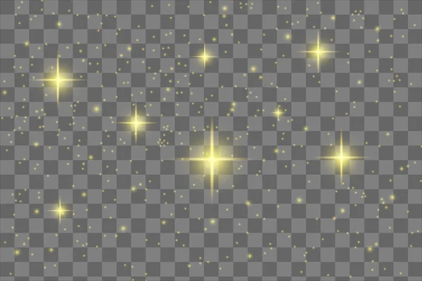 Las Chispas Polvo Las Estrellas Doradas Brillan Con Una Luz — Archivo Imágenes Vectoriales