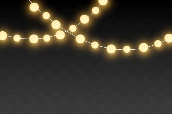 Luces Navidad Aisladas Sobre Fondo Transparente — Vector de stock