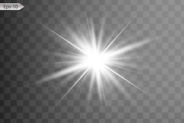 Des Effets Lumineux Lumineux Isolés Sur Fond Gris Flash Solaire — Image vectorielle