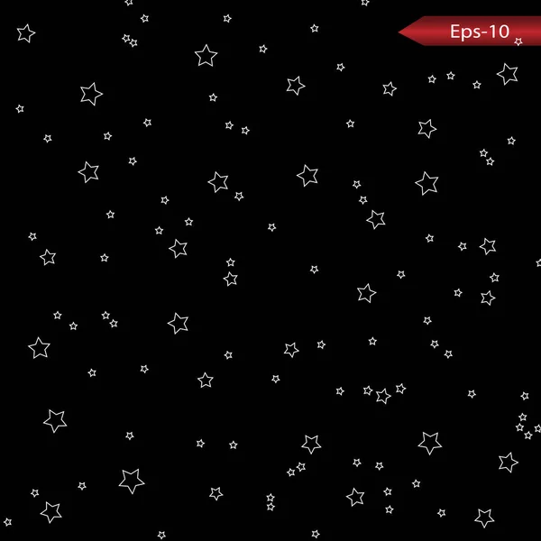 在黑色背景上的星星白星与典雅的恒星一起拍摄 流星体 — 图库矢量图片