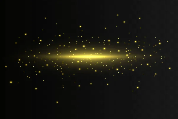 黄色の水平レンズフレアパック レーザービーム 水平光線美しい光のフレア — ストックベクタ