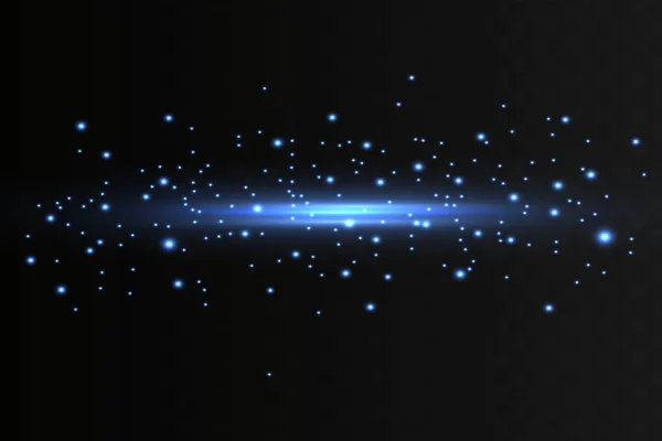 Blå Horisontell Lins Blossar Pack Laserstrålar Horisontella Ljusstrålar Vackra Ljusbloss — Stock vektor