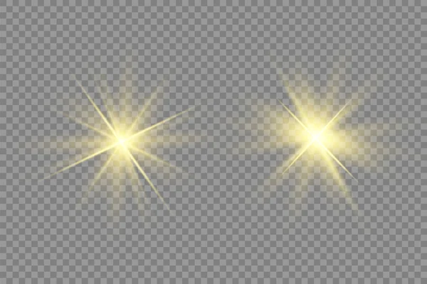 Zářit Izolované Žluté Světlo Efekt Objektiv Světlice — Stockový vektor