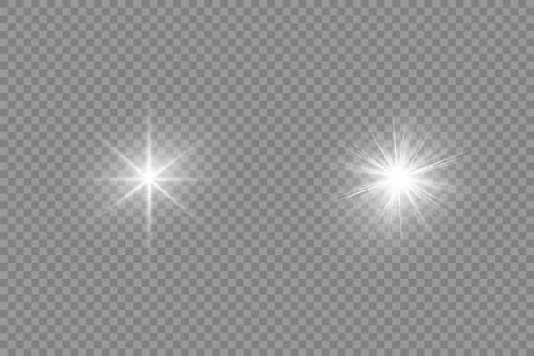Λευκό Λαμπερό Φως Εκρήγνυται Ένα Διαφανές Φόντο Λαμπερά Μαγικά Σωματίδια — Διανυσματικό Αρχείο