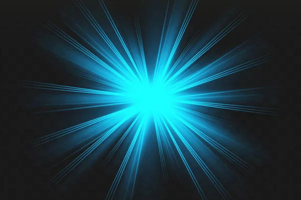 Arka Planda Mavi Işıklı Efektler Izole Edildi Parlak Işık Efekti — Stok Vektör