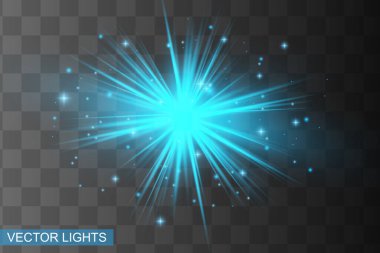Arka planda mavi ışıklı efektler izole edildi. Parlak ışık efekti.