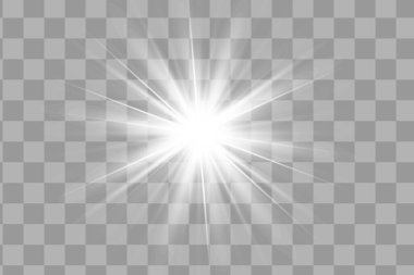 Soyut beyaz lazer ışını. Siyah arkaplanda şeffaf izole edilmiş. Vektör illüstrasyonu. Işıklandırma efekti.