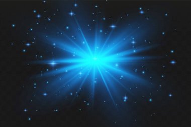Arka planda mavi ışıklı efektler izole edildi. Parlak ışık efekti.