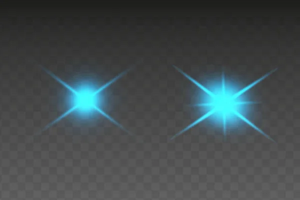Blå Glödande Ljus Effekter Isolerade Bakgrunden Glödljuseffekt — Stock vektor
