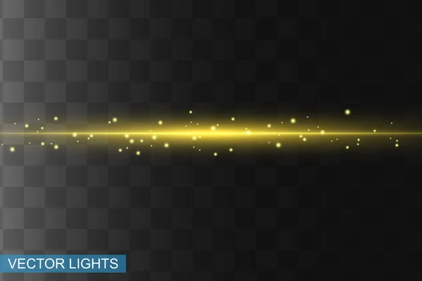 Abstract Yellow Laser Beam Transparent Isolated Black Background Vector Illustration — Stock Vector