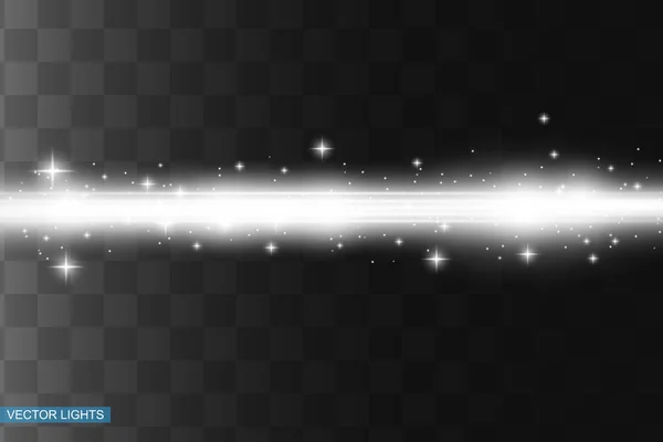 概要白色レーザービーム 黒の背景に隔離された透明 ベクトル図照明効果洪水光方向 — ストックベクタ