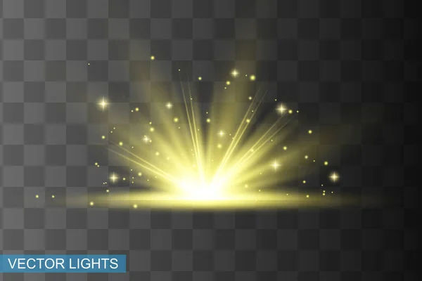 Leuchten Isolierte Gelbe Lichteffekte Linsenschlag — Stockvektor