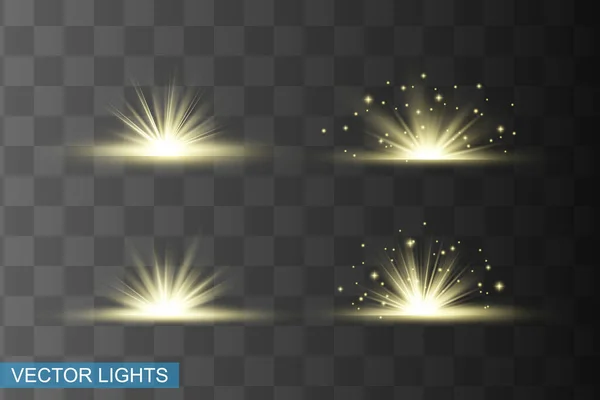 Glöd Isolerad Gul Ljuseffekt Linsbländning — Stock vektor