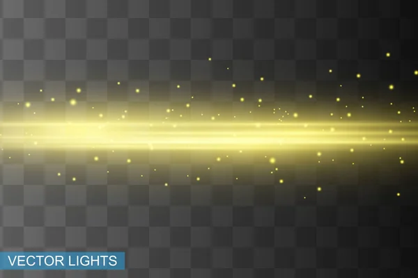 Feixe laser amarelo abstrato. Transparente isolado em fundo preto. Vector illustration.the iluminação effect.floodlight direcional — Vetor de Stock