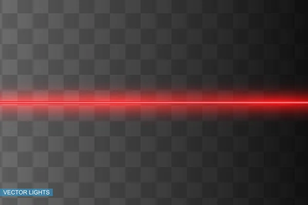 Abstrakter roter Laserstrahl. Transparent isoliert auf schwarzem Hintergrund. Vektorillustration.die Lichteffekte.Flutlichtrichtung — Stockvektor