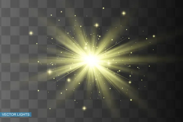 Effet de lumière jaune isolé, éclat de lentille — Image vectorielle