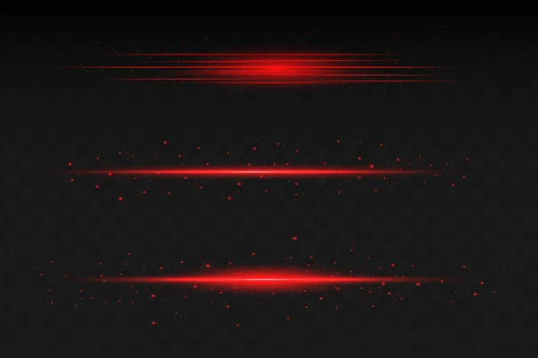 Sinar Laser Merah Abstrak Transparan Terisolasi Pada Latar Belakang Hitam - Stok Vektor
