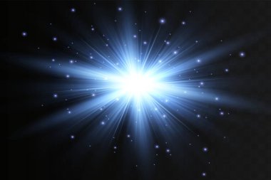 Arka planda mavi ışıklı efektler izole edildi. Parlak ışık efekti.