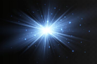 Arka planda mavi ışıklı efektler izole edildi. Parlak ışık efekti.