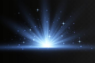 Arka planda mavi ışıklı efektler izole edildi. Parlak ışık efekti.