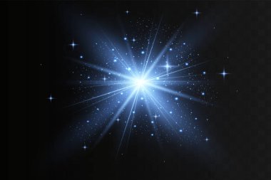 Arka planda mavi ışıklı efektler izole edildi. Parlak ışık efekti.