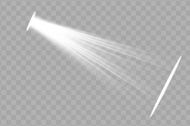 Vektör ışıkları. Işık efekti. İzole edilmiş beyaz şeffaf ışık efekti. Soyut özel efekt tasarımı.