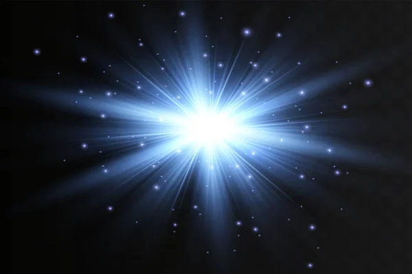 Blauwe Gloeiende Lichten Effecten Geïsoleerd Achtergrond Glow Light Effect — Stockvector