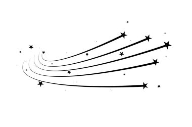 Soyut Kayan Yıldız - Beyaz Arkaplanda Zarif Yıldız İzli Siyah Kayan Yıldız