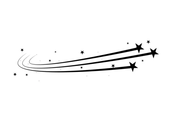 Abstraktní padající hvězda - Černá padající hvězda s elegantní hvězdnou stezkou na bílém pozadí — Stockový vektor