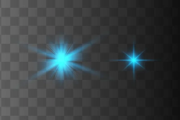 Effets de lumières bleues lumineuses isolés en arrière-plan. Effet lumineux lumineux. — Image vectorielle