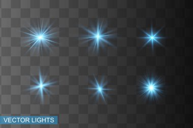 Arka planda mavi ışıklı efektler izole edildi. Parlak ışık efekti.