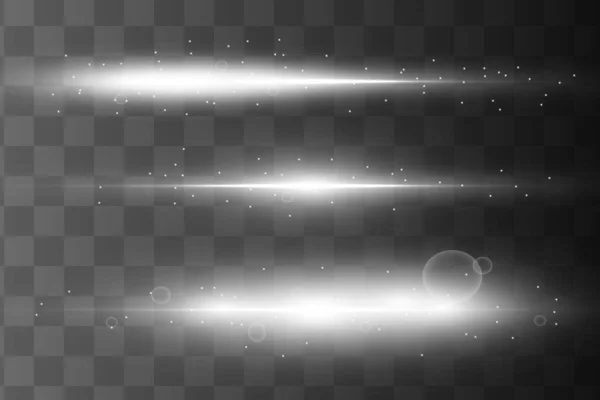 Bílé zářící světlo exploduje na průhledném pozadí. Jiskřivé magické částice prachu. Jasná hvězda. Průhledné zářící slunce, jasný záblesk. Vektorové jiskry. Na střed jasného záblesku — Stockový vektor