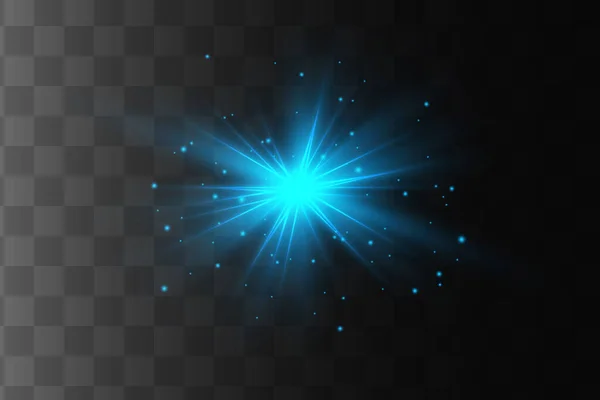 Luces brillantes azules efectos aislados en el fondo. Efecto de luz brillante. — Vector de stock