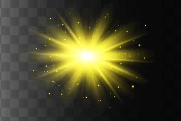 Resplandor aislado efecto de luz amarilla, destello de lente — Vector de stock