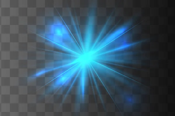背景にはブルーの発光効果が孤立している 光線効果 — ストックベクタ