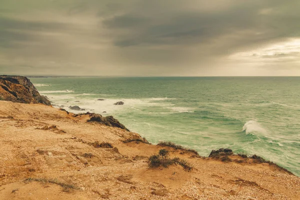 Beautiful view of the sea on the cliffs of Cape Sard��o