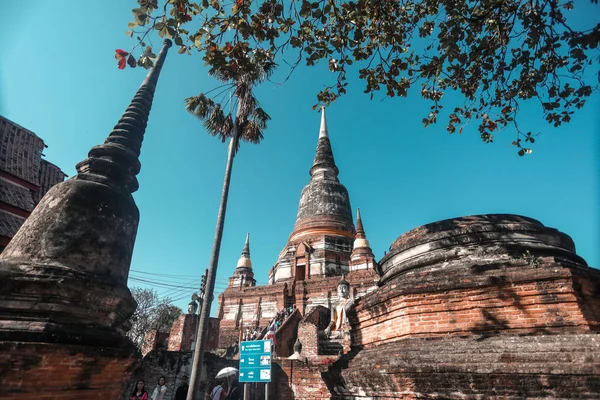 Torres Templo Pedra Antigo Ayutthaya Tailândia — Fotografia de Stock