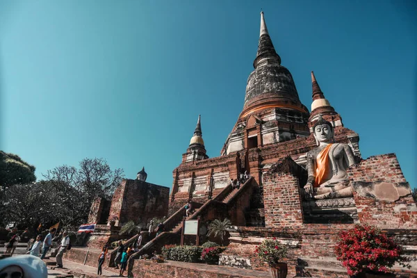 Templo Pedra Antiga Com Passos Ayutthaya Tailândia — Fotografia de Stock