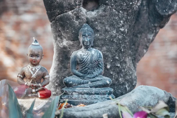 Scultura Buddha Nel Tempio Ayutthaya Thailandia — Foto Stock